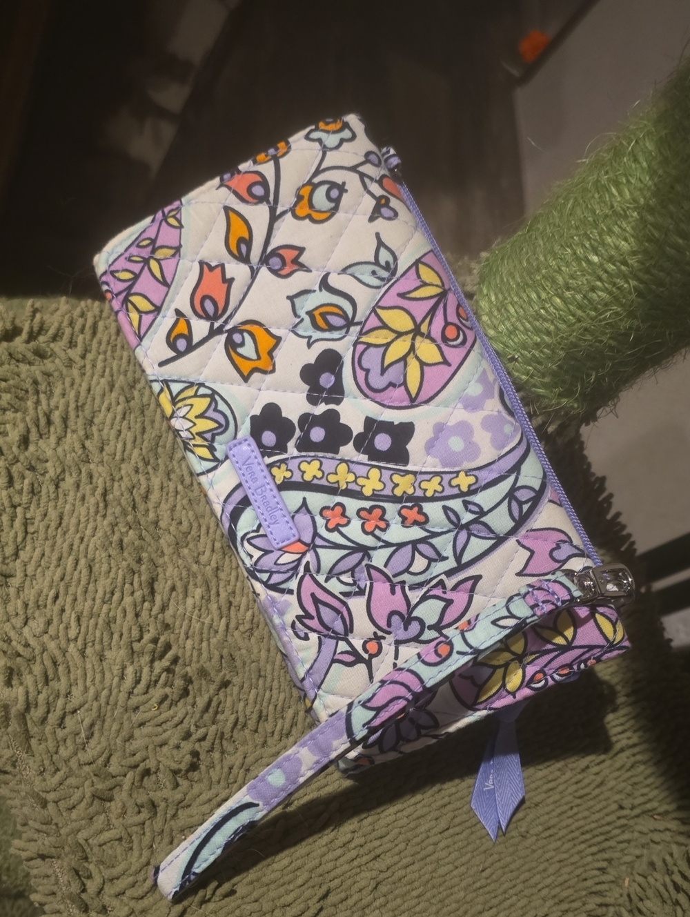 Floral Quilted Wristlet Card Holder - Lavender Multi